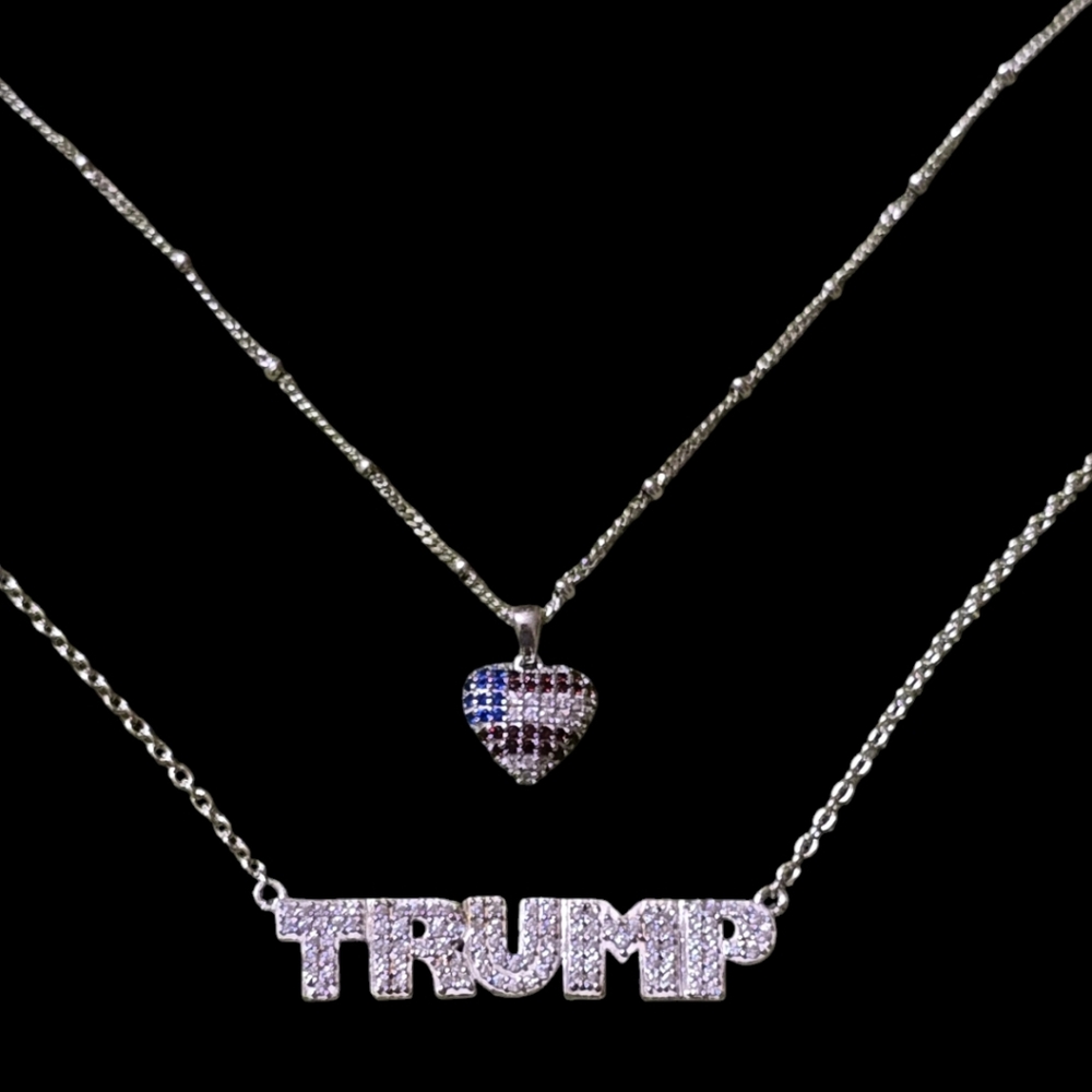 TRUMP MAGA Sterling silver layered I love TRUMP necklace